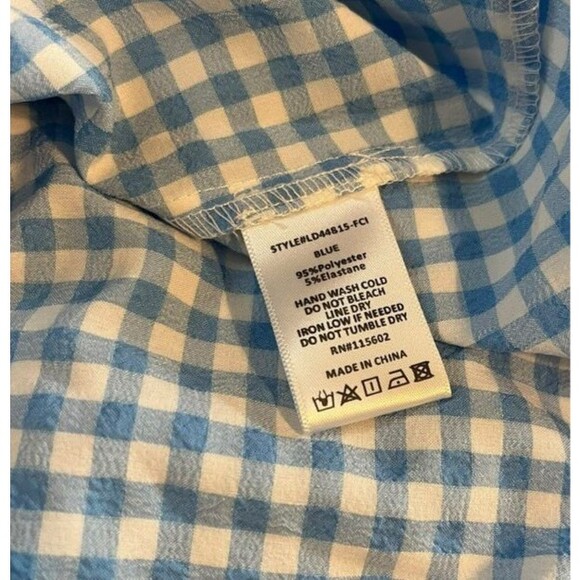 Lush Blue White Cut Out Gingham Dress Size Small - Dorothy - Off The Shoulder - Picture 5 of 8